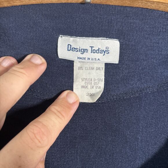 Vintage Design Todays Tunic Top Women’s 2X Navy Blue Rayon Silk Lagenlook Boxy - Picture 12 of 16